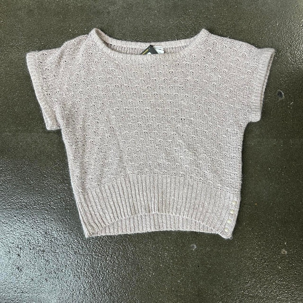 Vintage Fabe Silk Blend Cream Short Sleeve Size Large Sweater Top